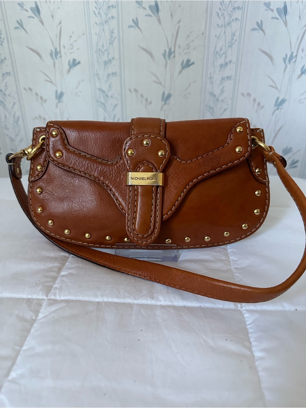 Michael Kors Vintage Leather Studded Wristlet